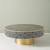 Maaya Brass Bone Inlay Round Drum Coffee Table